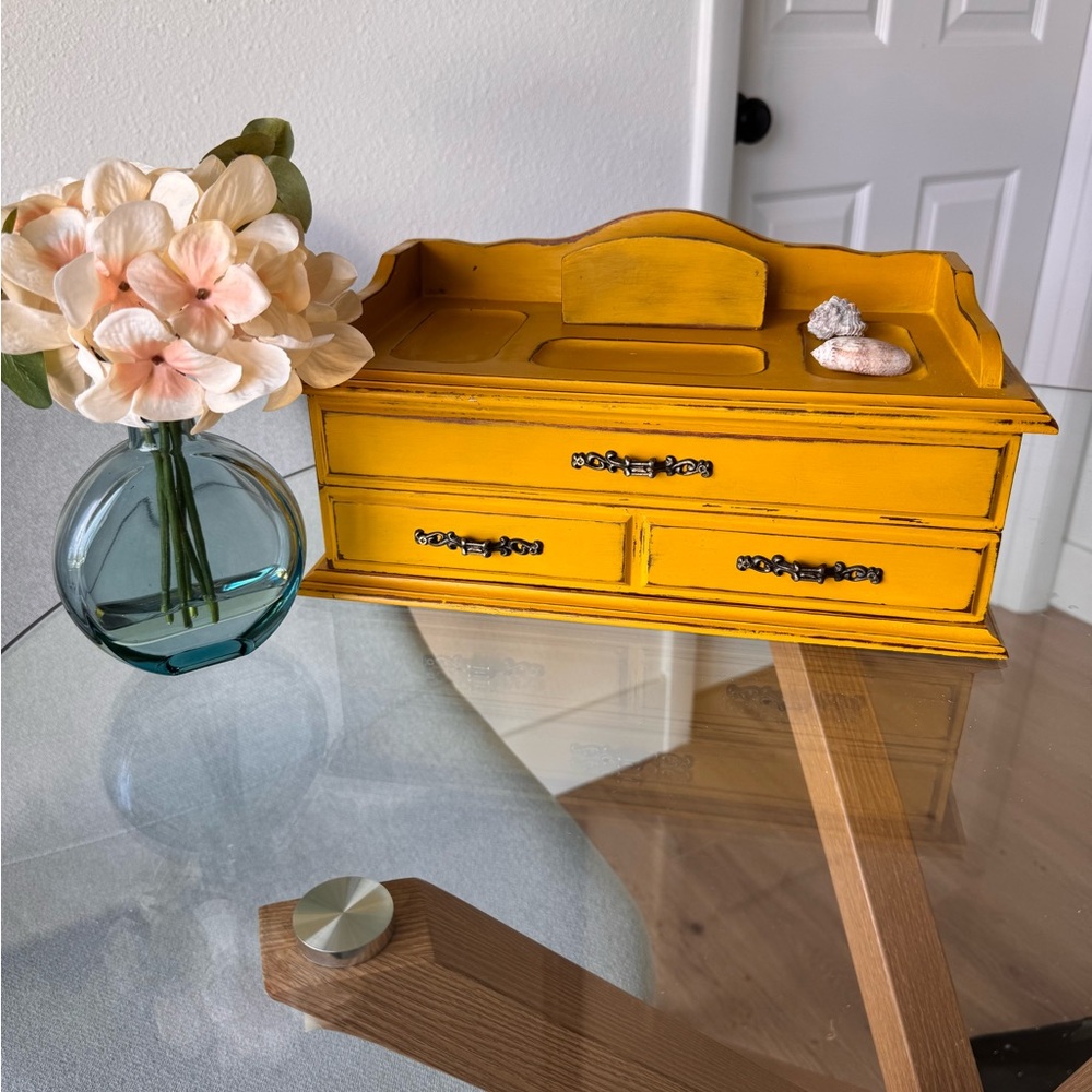 Yellow Wooden Jewelry Box
